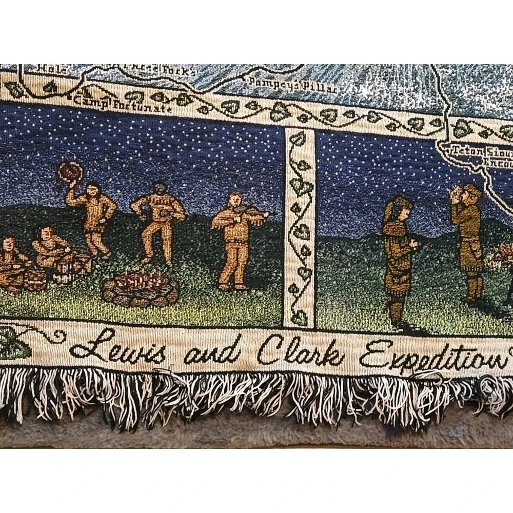 Lewis & Clark Corps Of Discovery Afghan Throw Mill Street Design Woven Tapestry